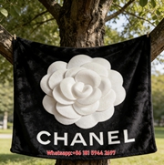 Chanel White Camellia Flannel Sofa Throw Blanket IMG_6734